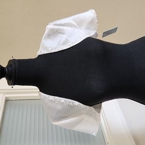 Size 4 Ivory Bridal Bolero/Jacket/Cover Up w/ Pearl and Bead Edge